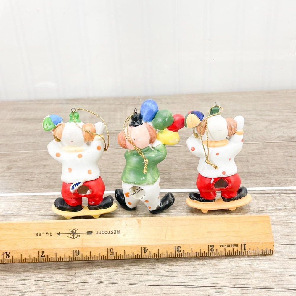 Ceramic Christmas Clown Ornaments Each Are Very Detailed SET OF 3 - Picture 6 of 6